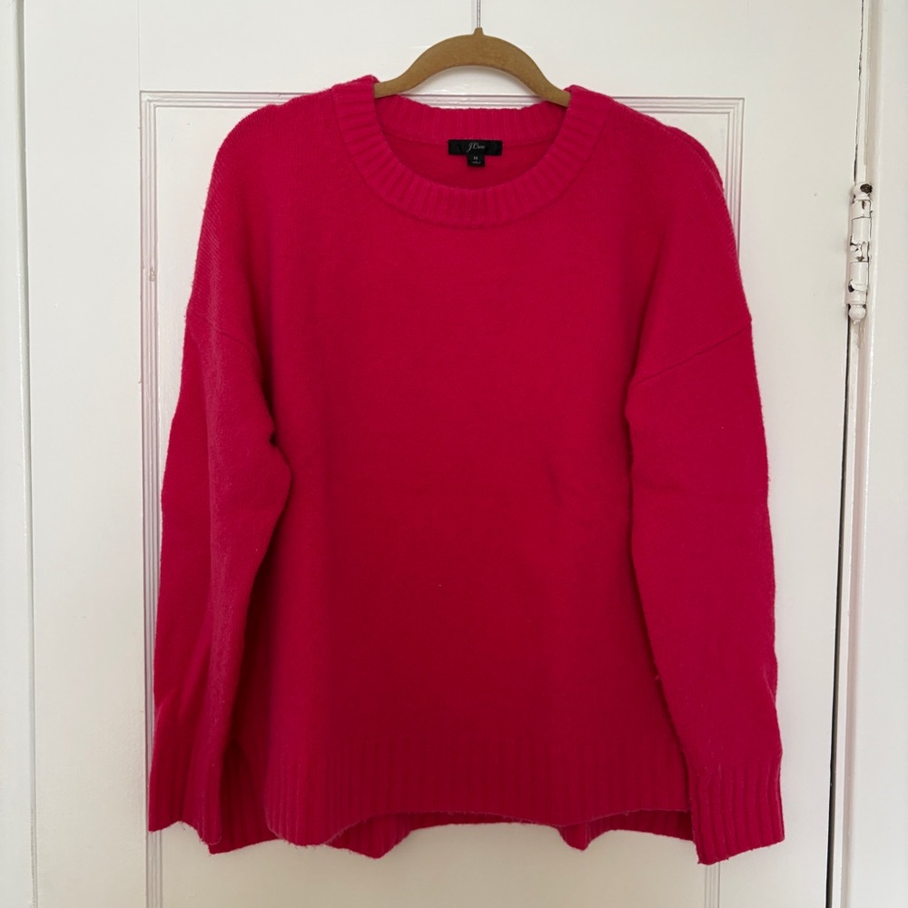 J. Crew Vibrant Pink Crew Neck Sweater